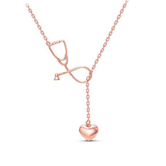 Stethoscope Shaped Love Pendant Necklace Doctor Nurse Heart Necklace Jewelry