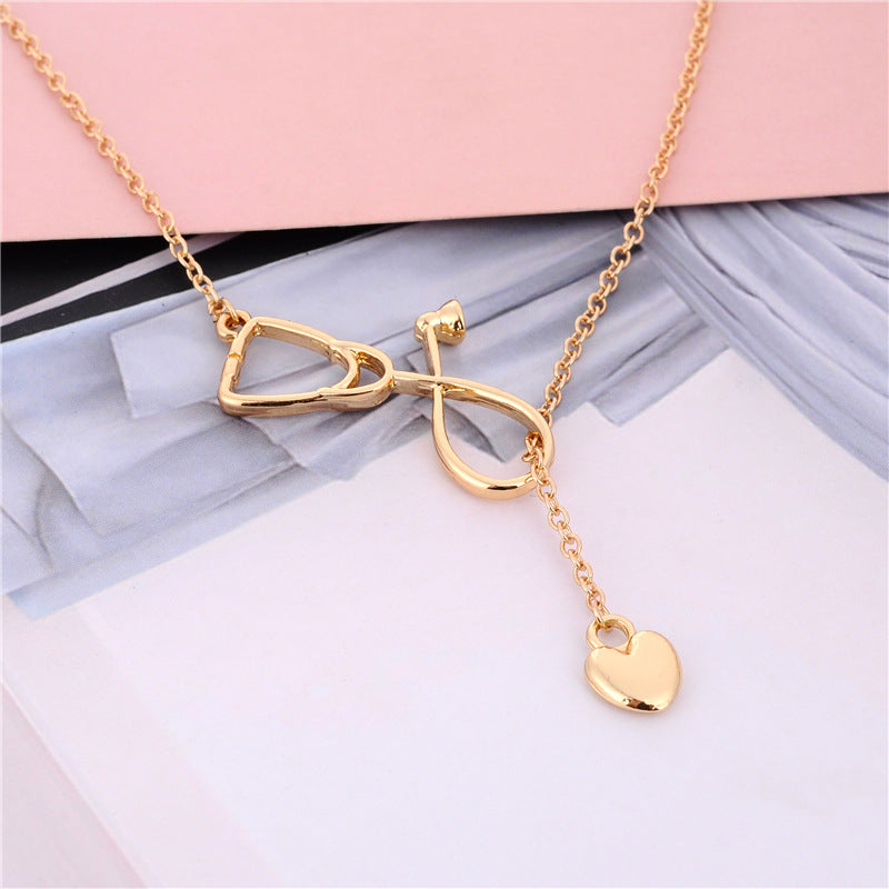 Stethoscope Shaped Love Pendant Necklace Doctor Nurse Heart Necklace Jewelry